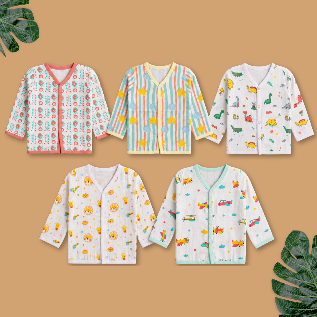 Muslin Full Sleeve Jabla Combo - Pack of 5