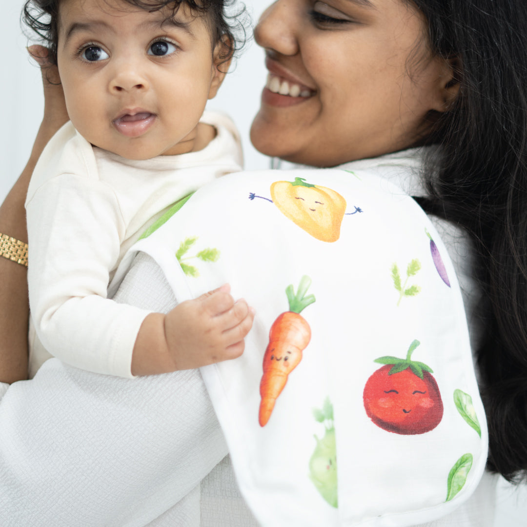 Veggie Delight - Organic Muslin Aloe Vera Burp Cloth