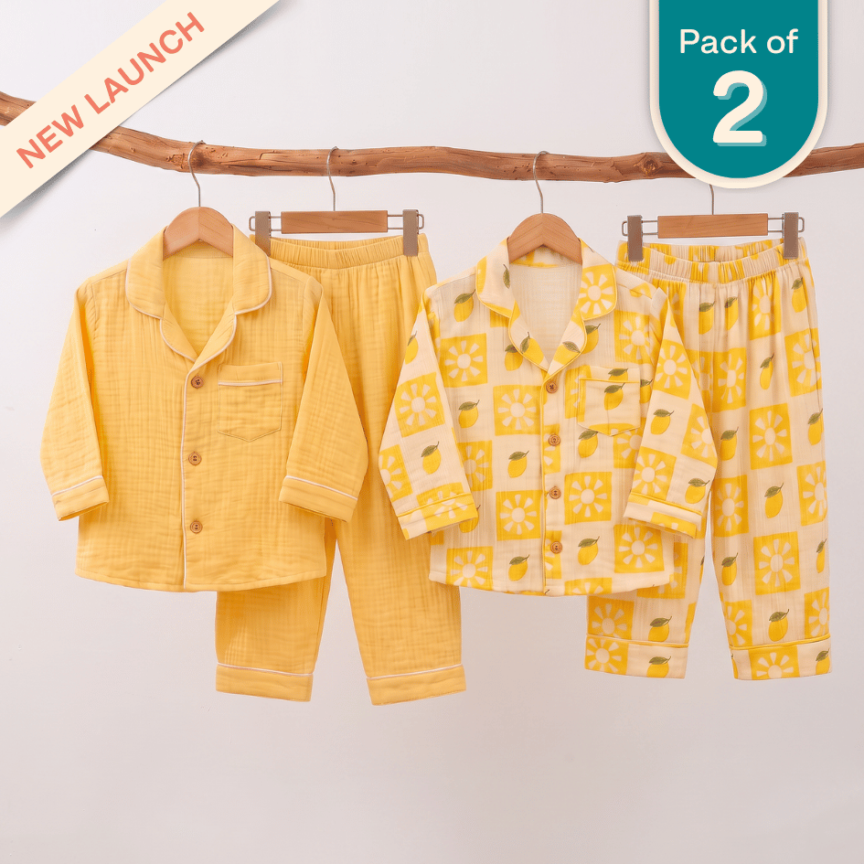 Lemonade Days - Crinkled Muslin Sleepsuit Pack of 2