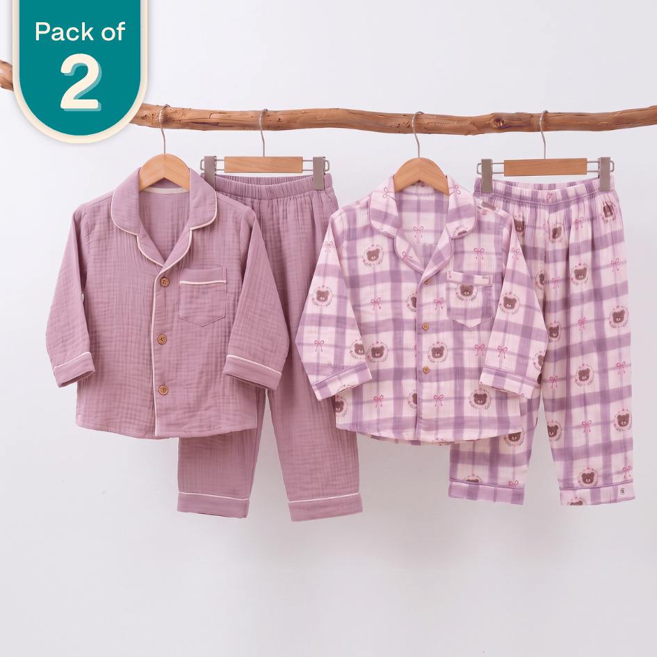 Turtle Dream - Crinkled Muslin Sleepsuit Pack of 2