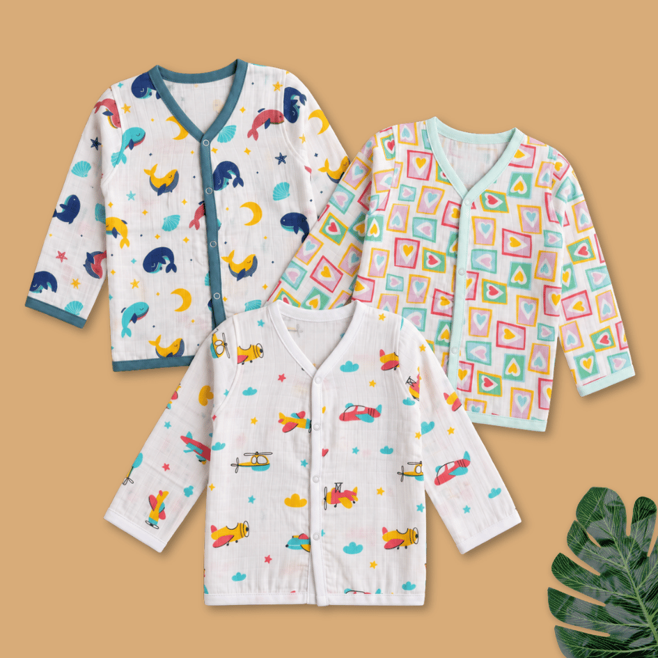 Muslin Full Sleeve Jabla Combo - Pack of 3