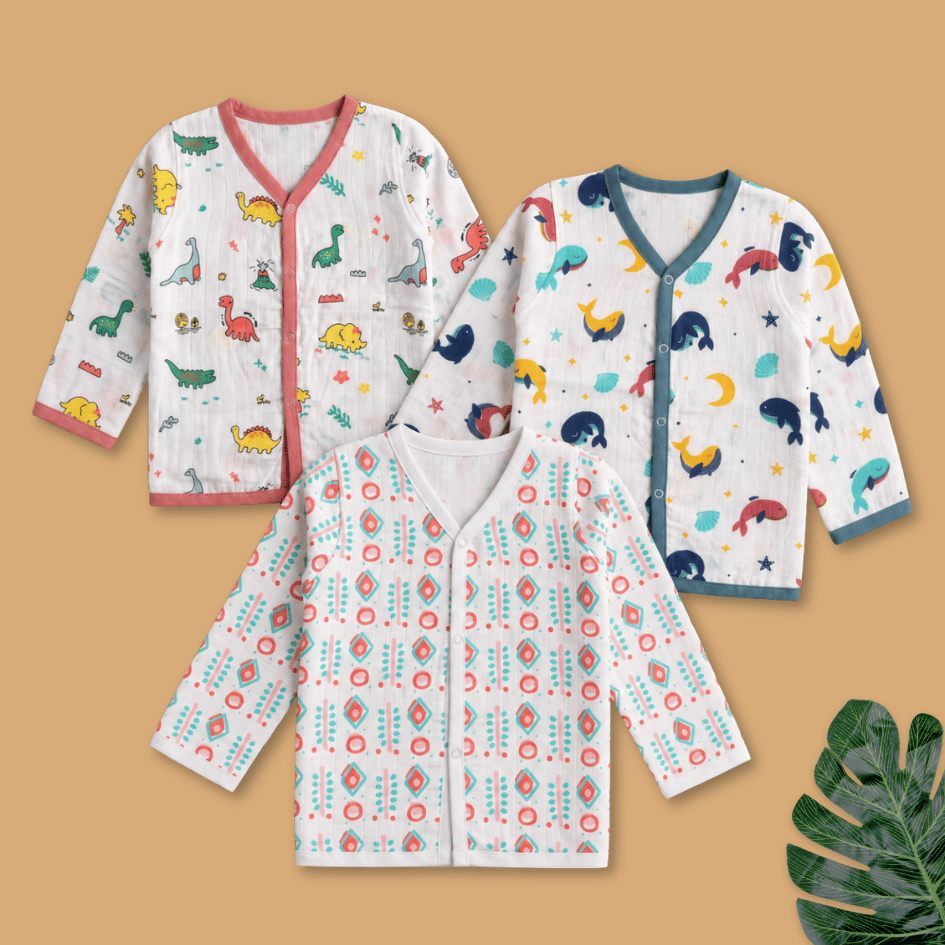 Muslin Full Sleeve Jabla Combo - Pack of 3