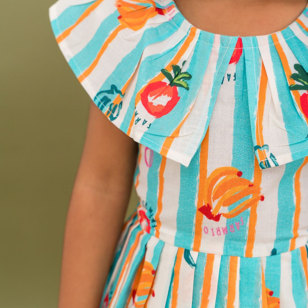 Breezy Leaf - Mulmul Cotton Frill Frock