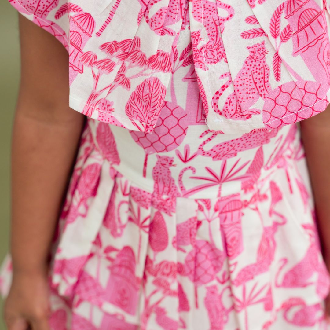 Breezy Leaf - Mulmul Cotton Frill Frock