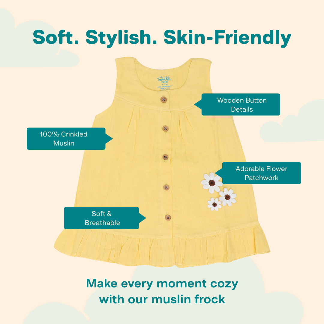 Little Leaf - Crinkled Muslin Sleeveless Frock