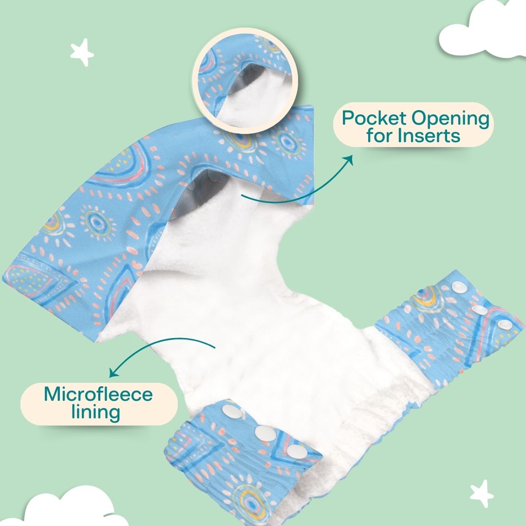 Indigo - Newborn Cloth Diaper 2.0 with 1 cotton Insert (2 kg - 5 kg)