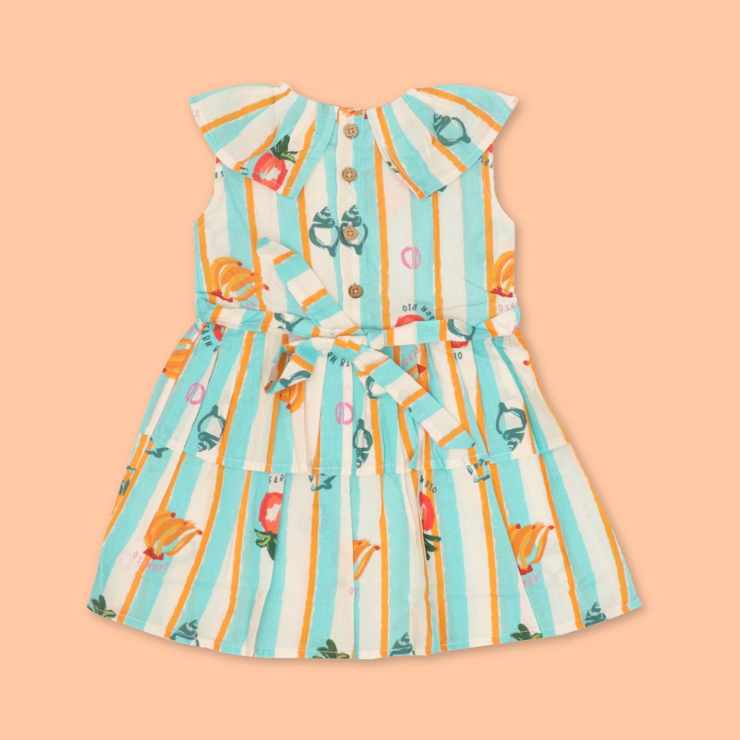 Breezy Leaf - Mulmul Cotton Frill Frock