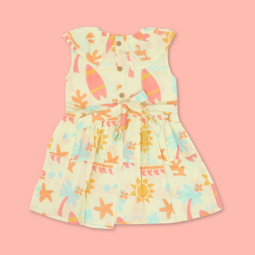 Breezy Leaf - Mulmul Cotton Frill Frock