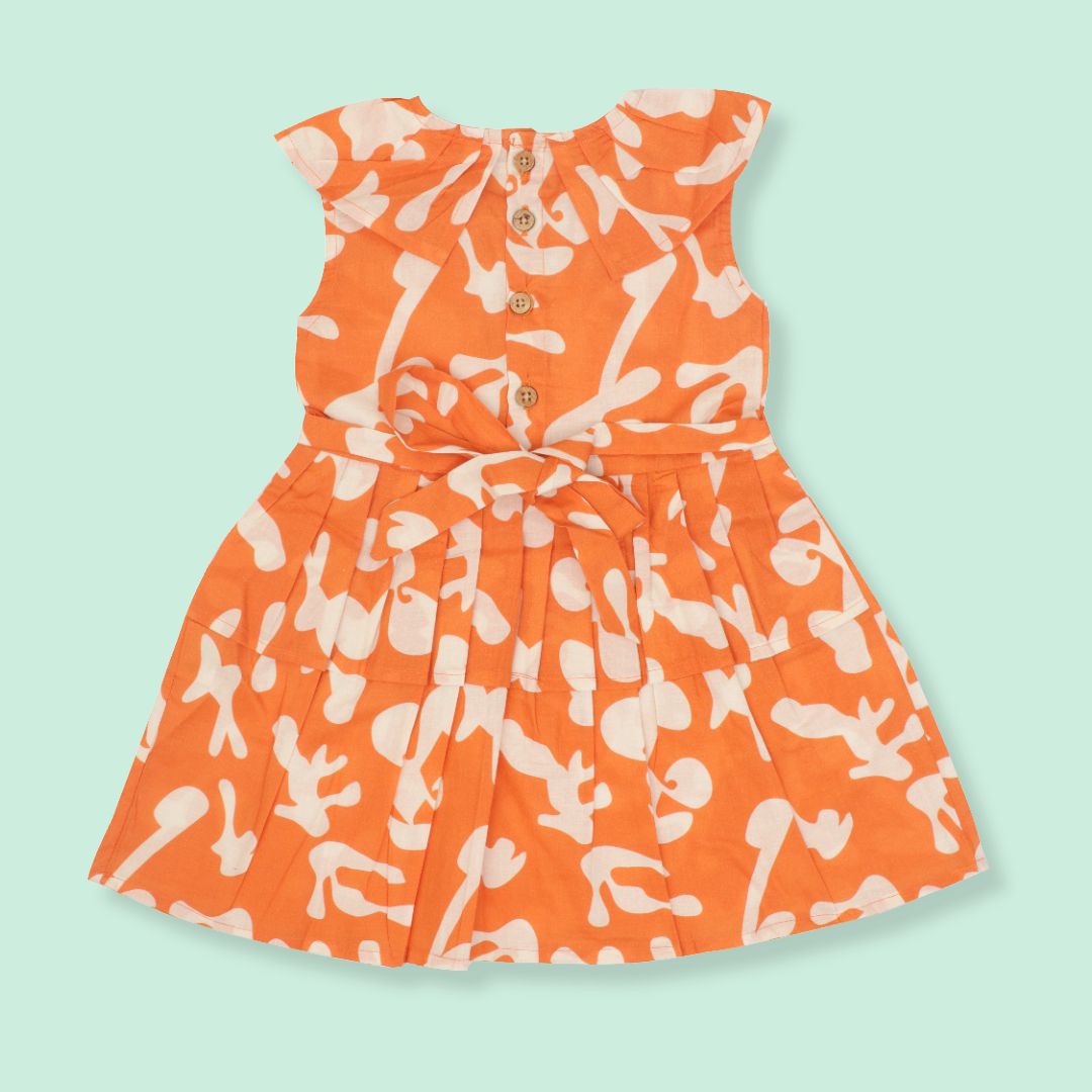 Breezy Leaf - Mulmul Cotton Frill Frock