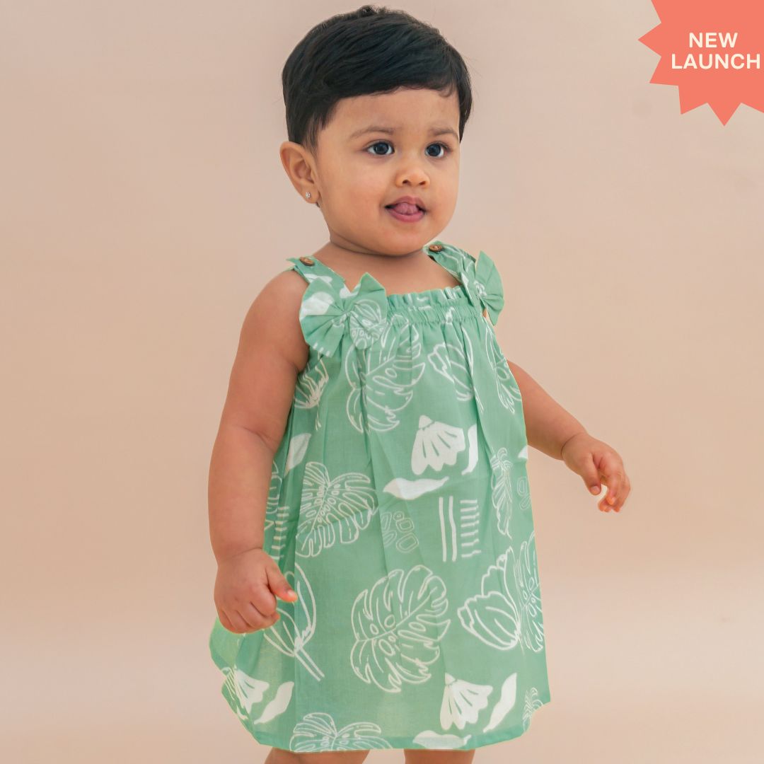 Sun & Surf - Mulmul Cotton Sleeveless Bow Frock