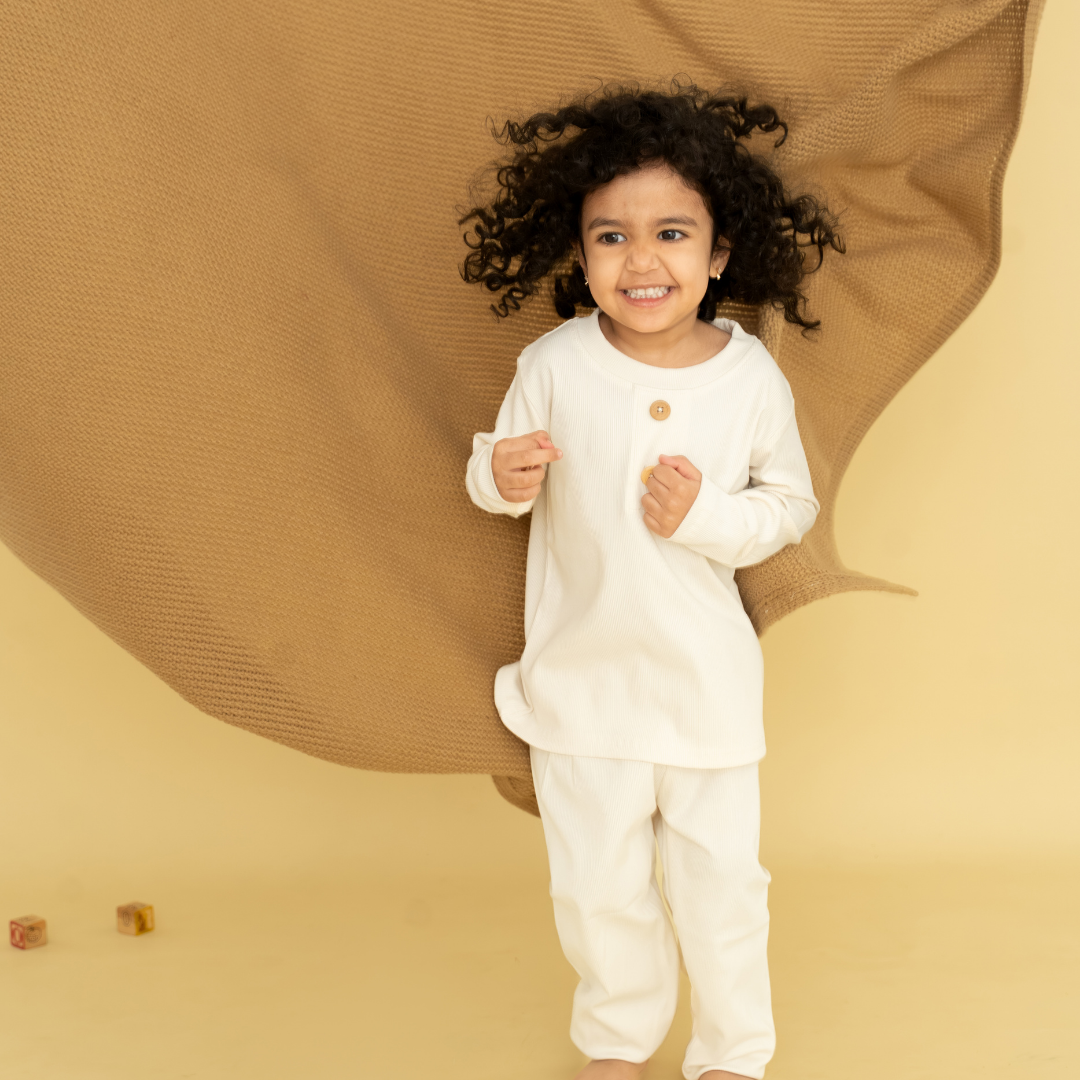 Cookie & Cream - Ribbed Modal Full Sleeve Top and Pant