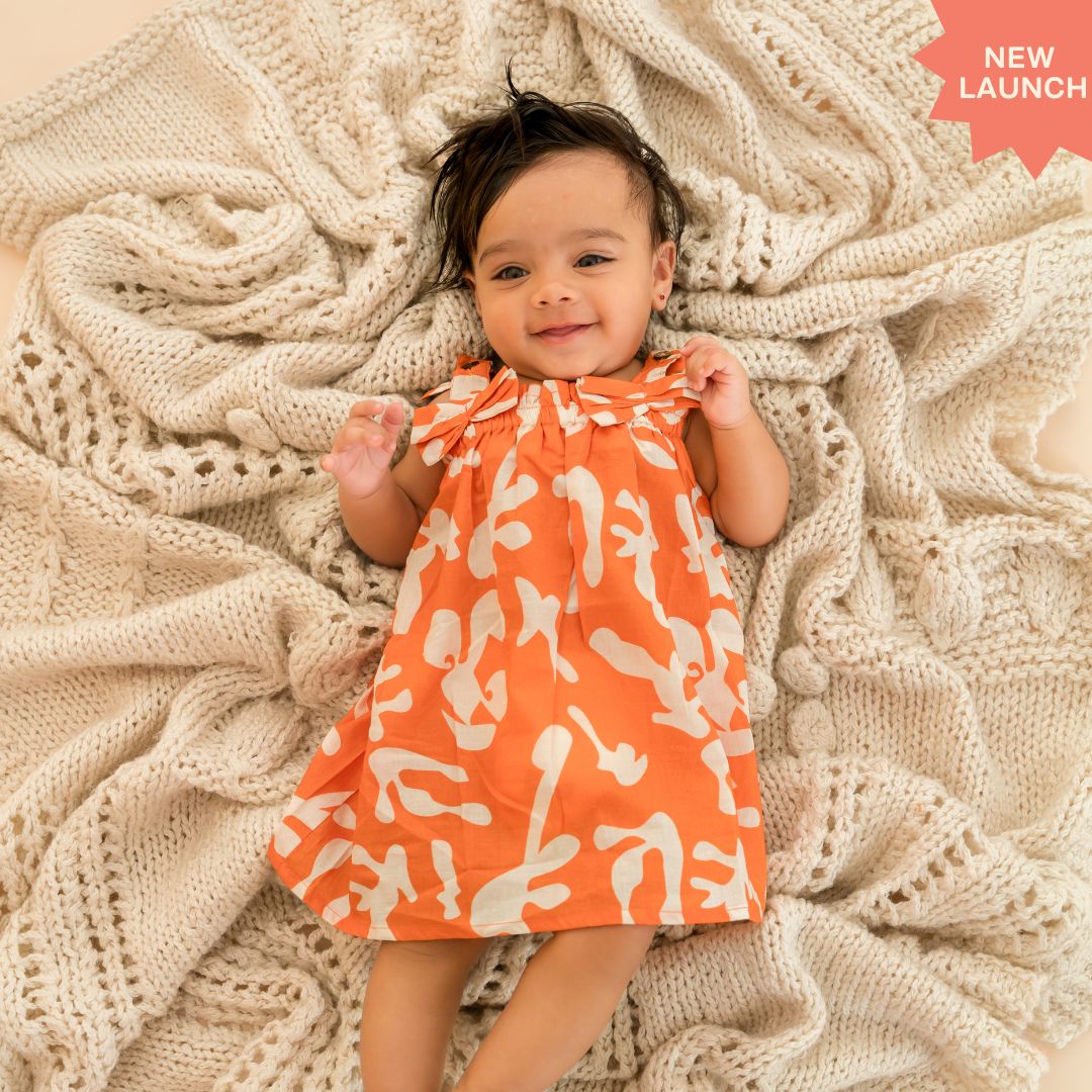 Sun & Surf - Mulmul Cotton Sleeveless Bow Frock