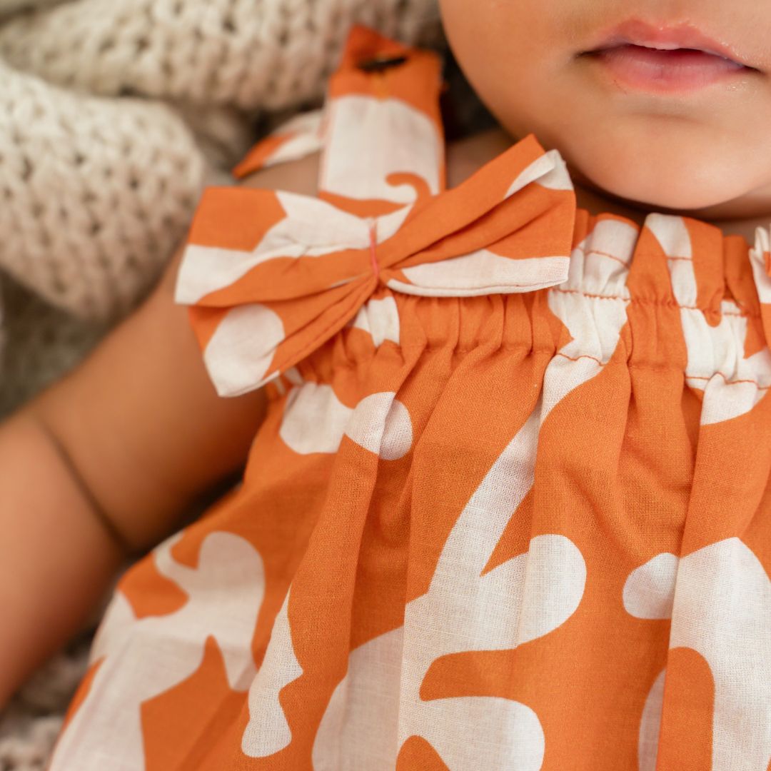 Sun & Surf - Mulmul Cotton Sleeveless Bow Frock