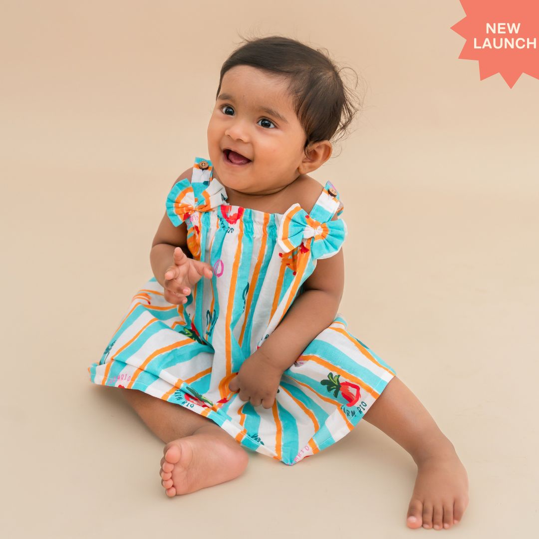 Sun & Surf - Mulmul Cotton Sleeveless Bow Frock