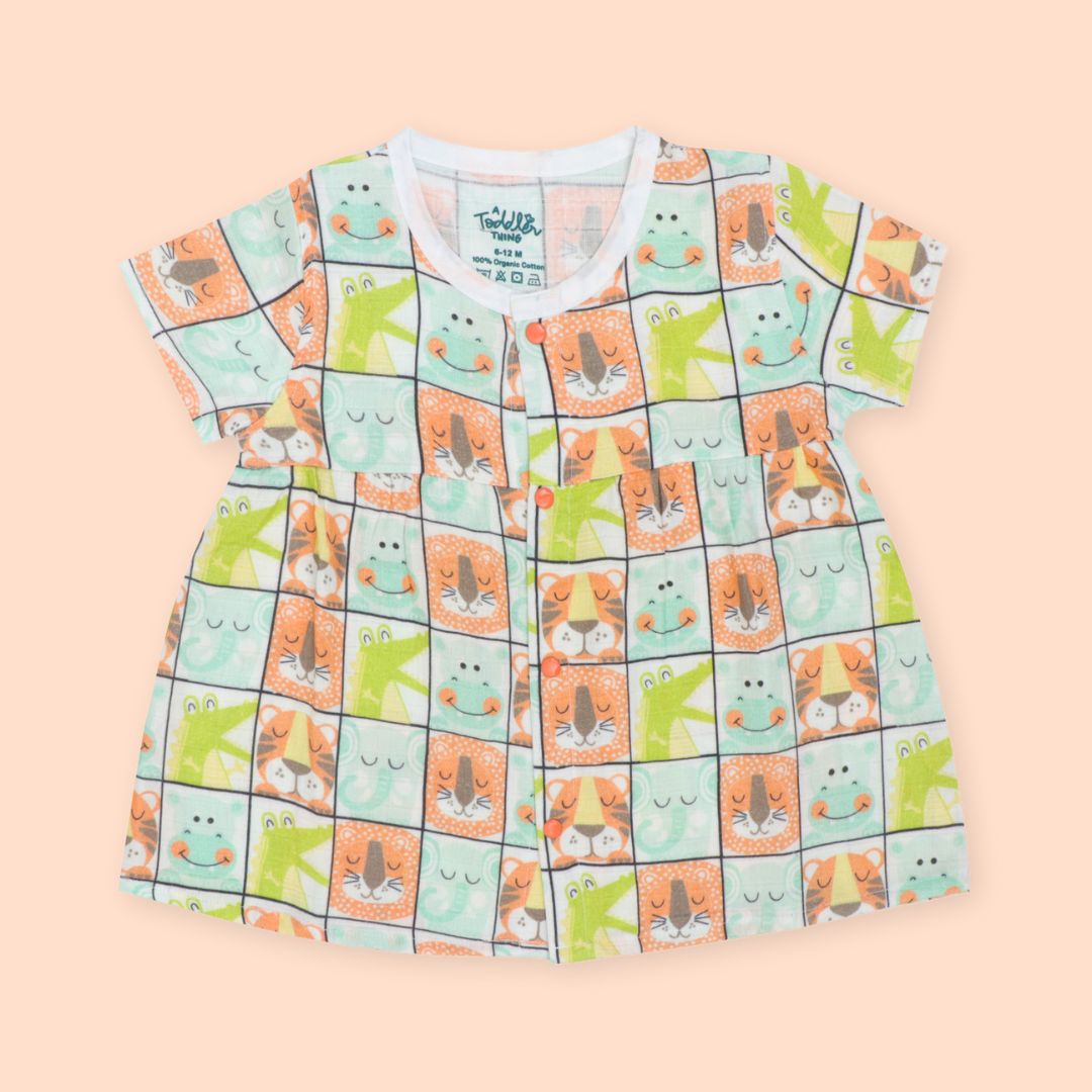 Flora Pixels - Muslin Button Frock