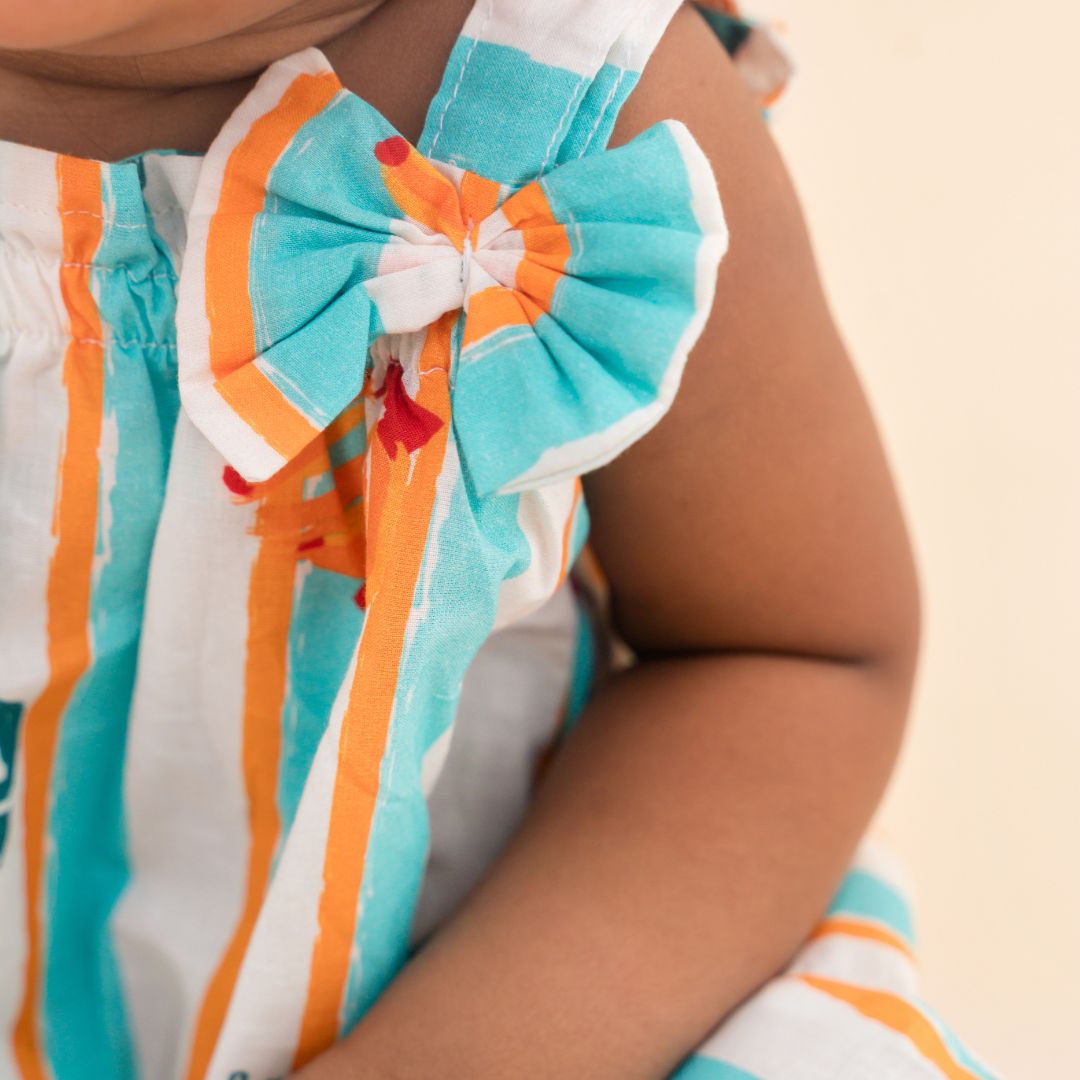 Lil' Paradise - Mulmul Cotton Sleeveless Bow Frock