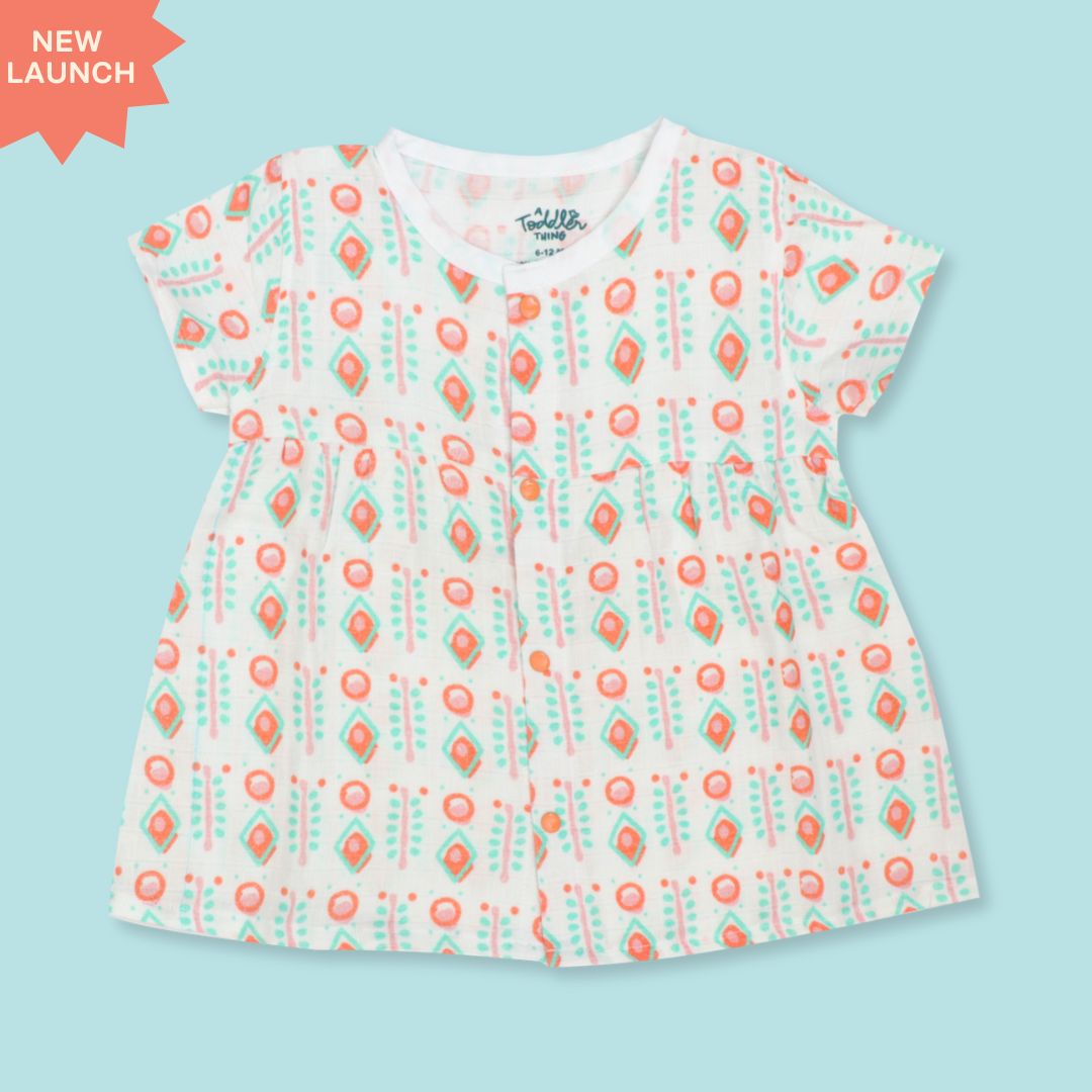 Flora Pixels - Muslin Button Frock