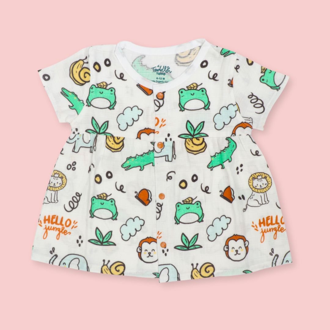 Jungkat - Muslin Button Frock - Pack of 2