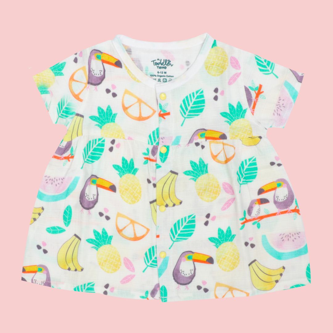 Flora Pixels - Muslin Button Frock