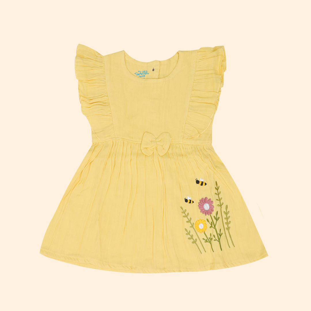 Little Leaf - Crinkled Muslin Frill Frock