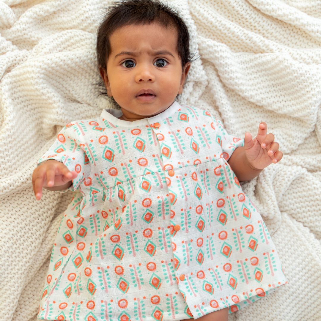 Jungkat - Muslin Button Frock - Pack of 2