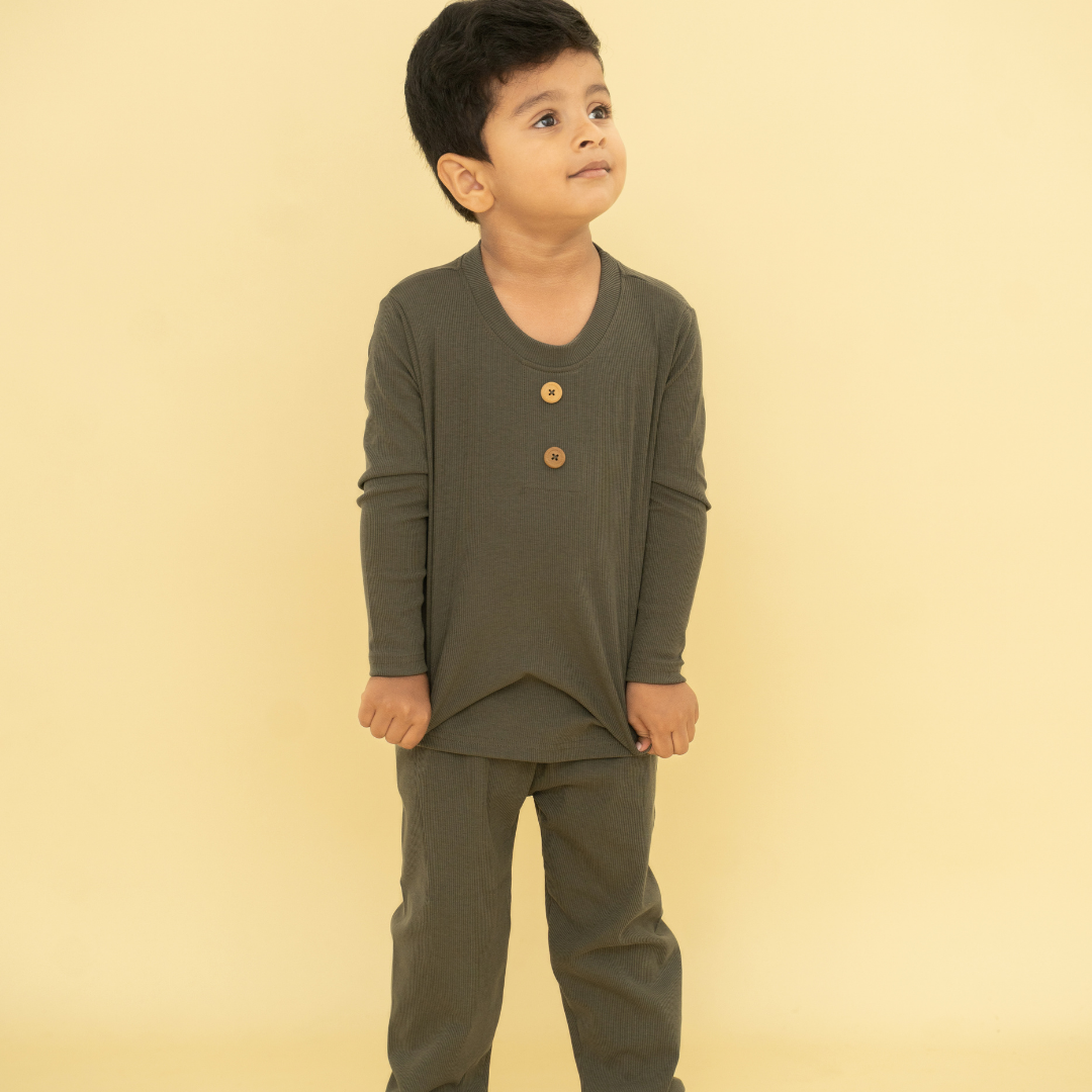 Cookie & Cream - Ribbed Modal Full Sleeve Top and Pant