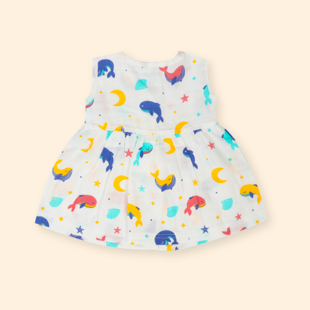 Juicy Fins - Muslin V neck Sleeveless Frock (Pack of 2)