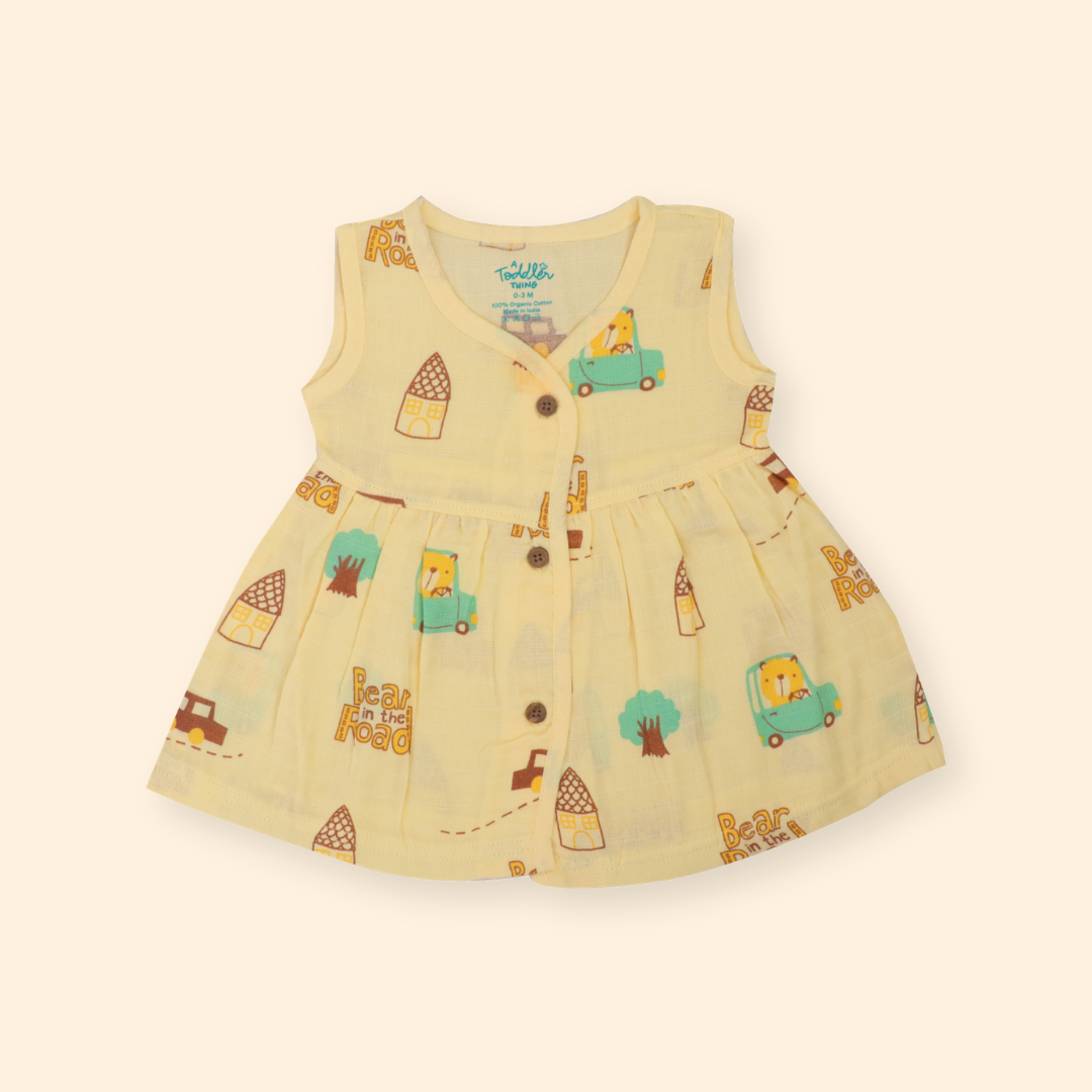 Juicy Fins - Muslin V neck Sleeveless Frock (Pack of 2)
