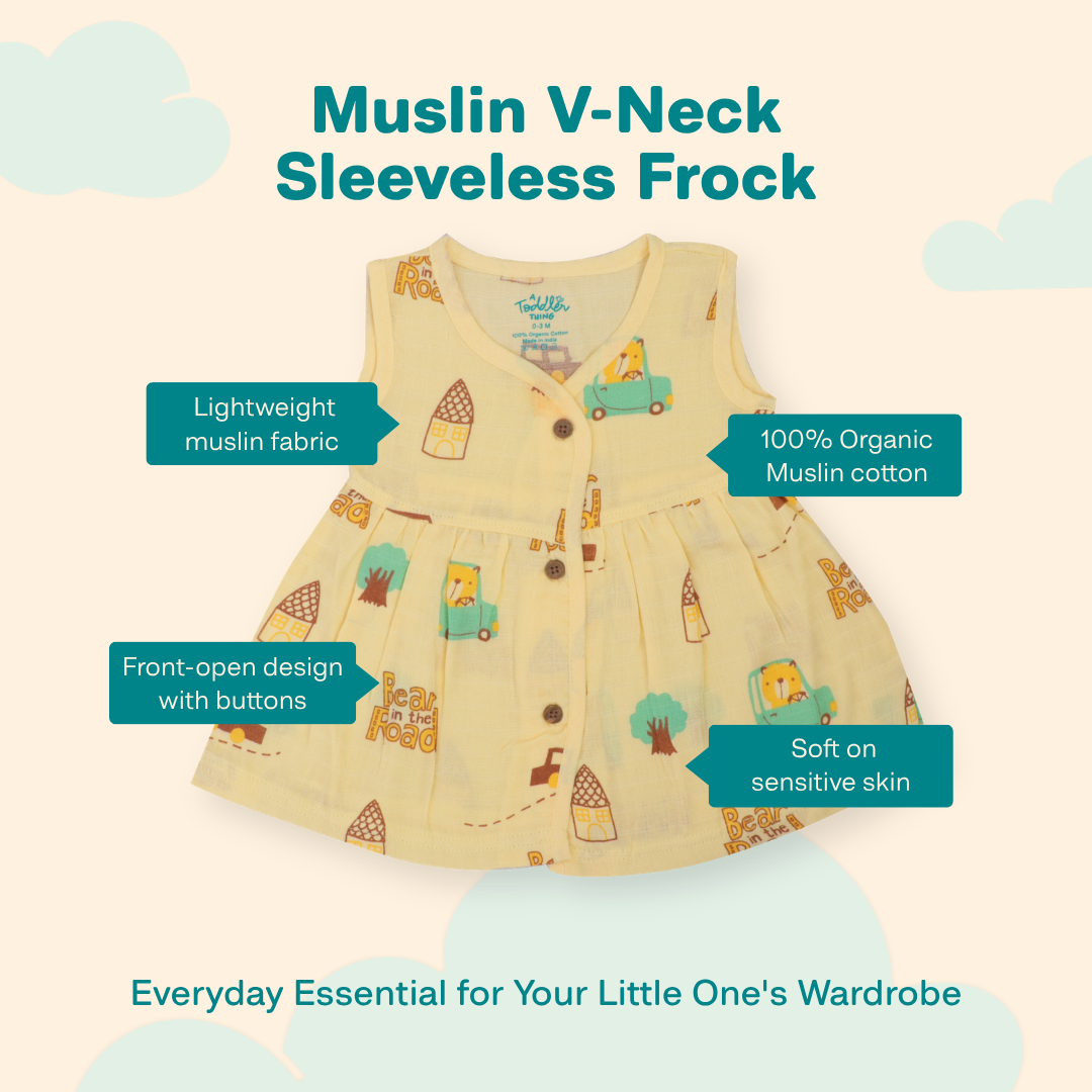 Juicy Fins - Muslin V neck Sleeveless Frock (Pack of 2)