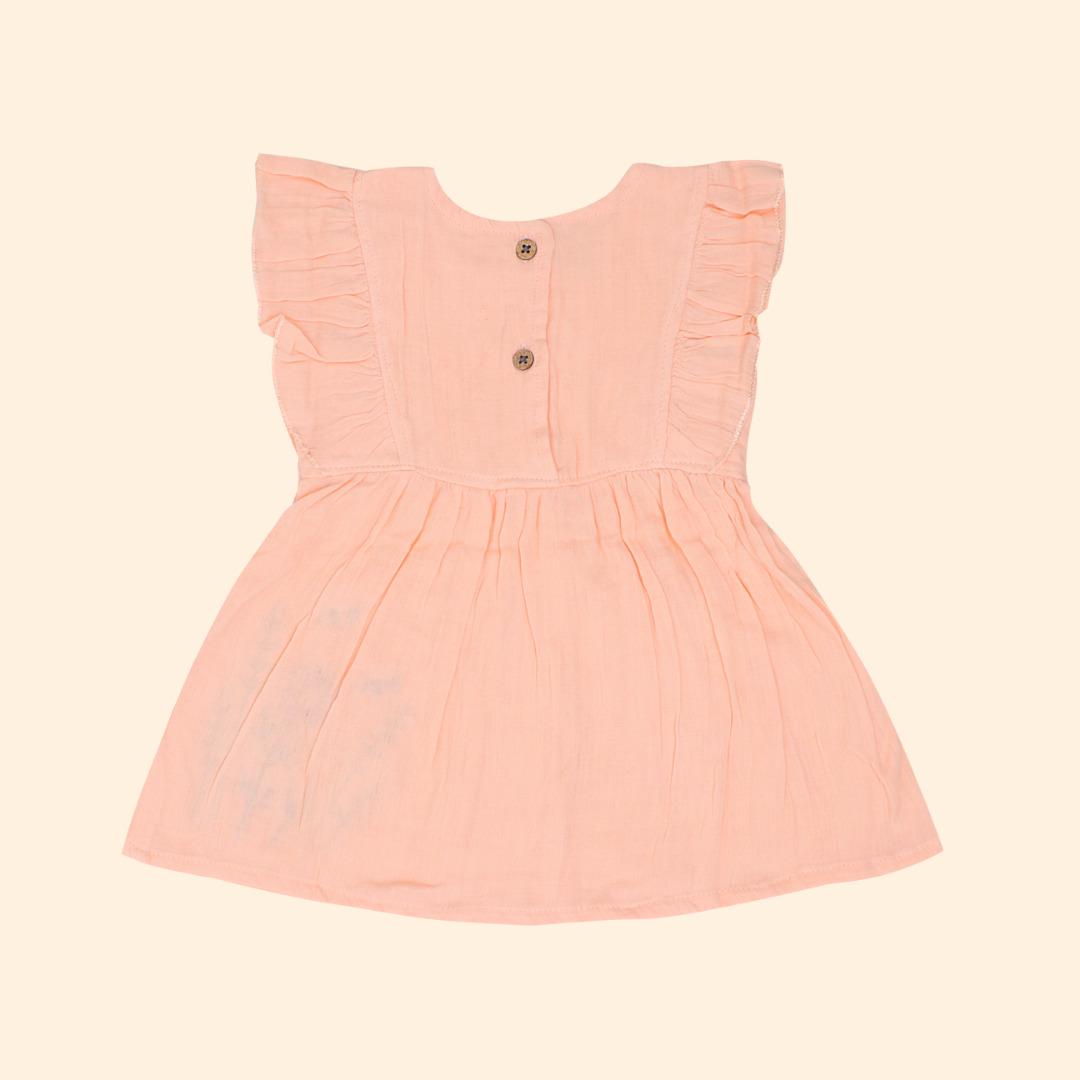 Little Leaf - Crinkled Muslin Frill Frock
