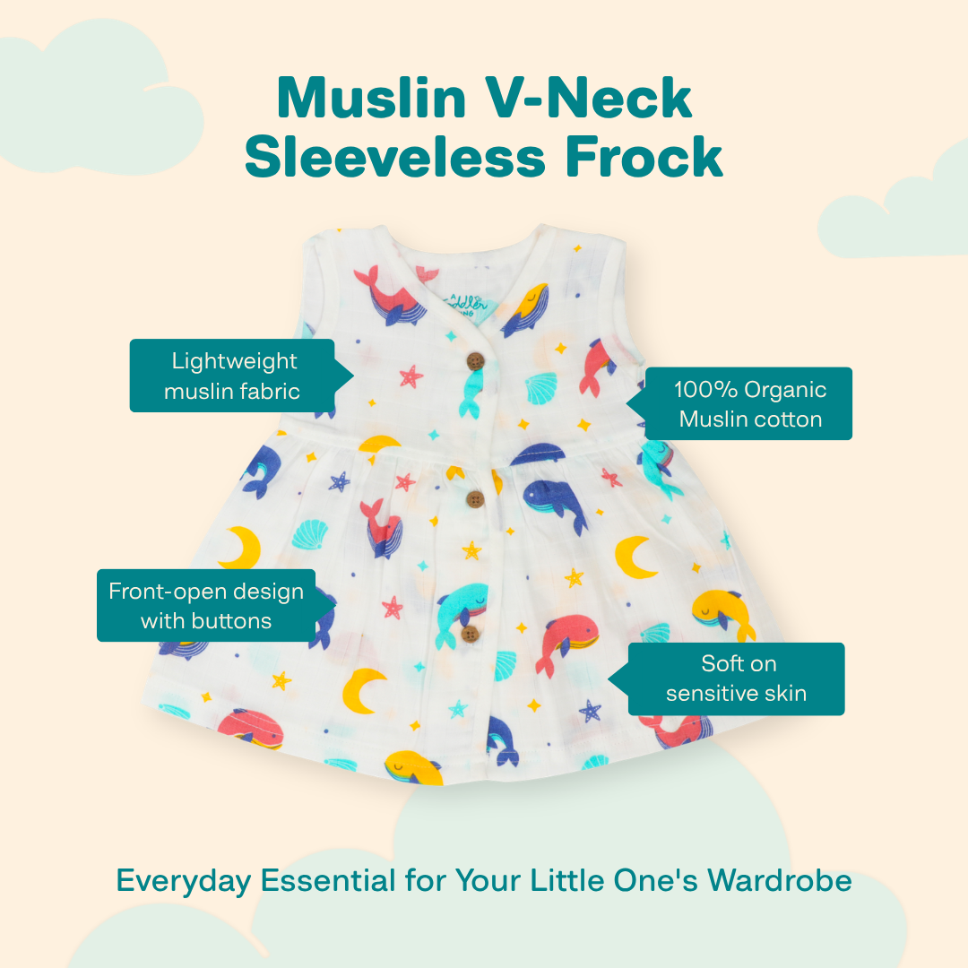 Juicy Fins - Muslin V neck Sleeveless Frock (Pack of 2)