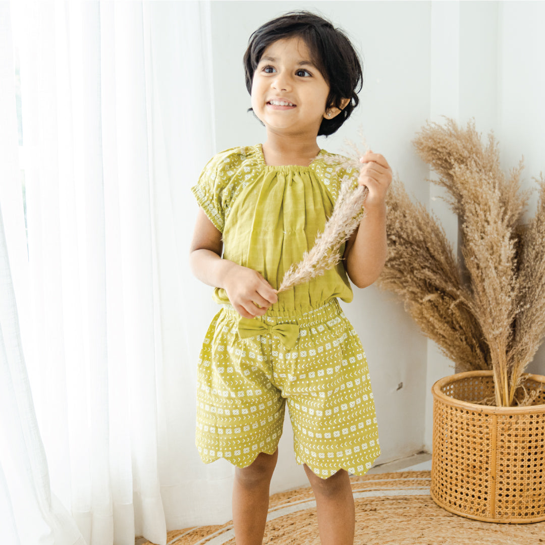 Puffed Co-ord sets for kids - Olive