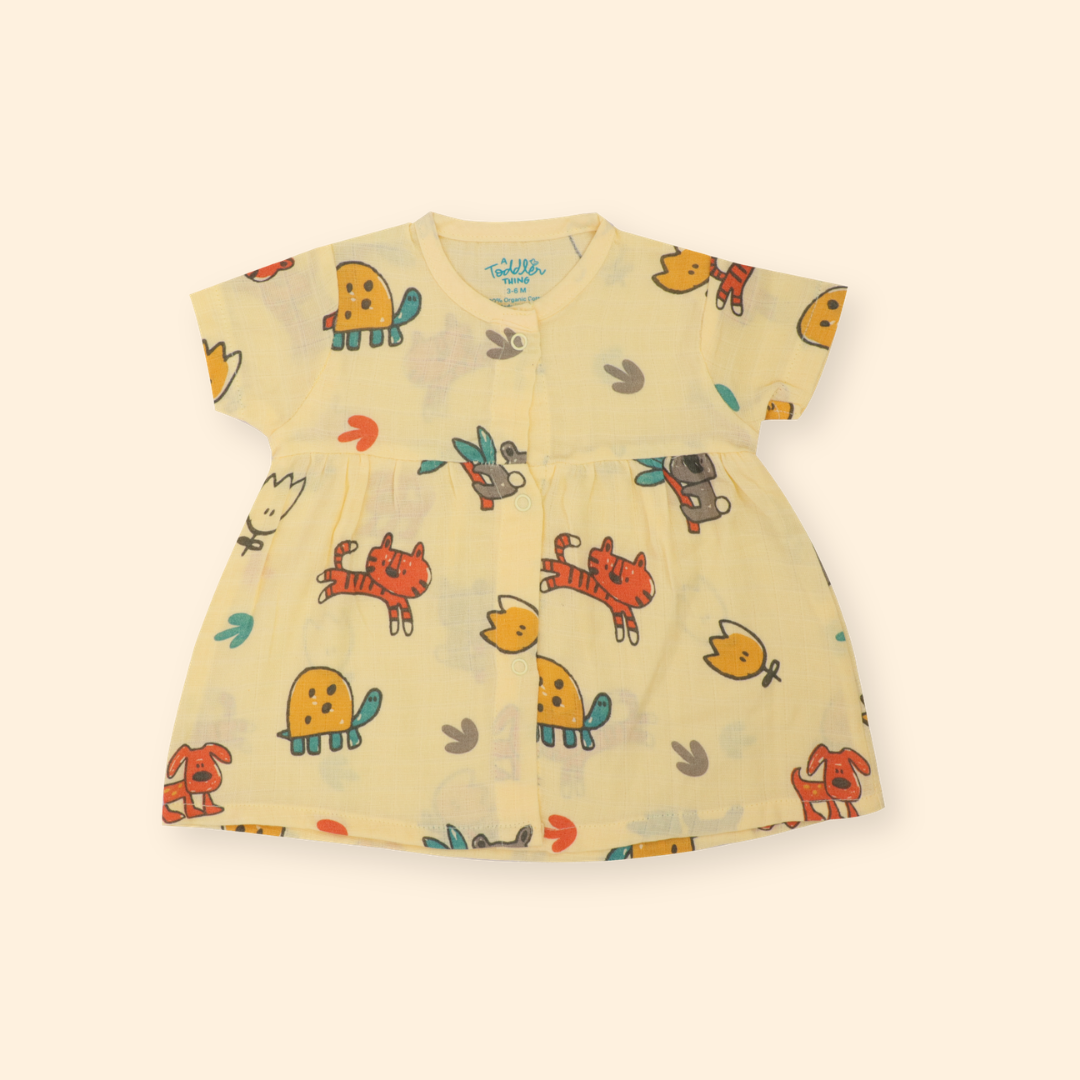 Flutter Tales - Muslin Button Frock - Pack of 2