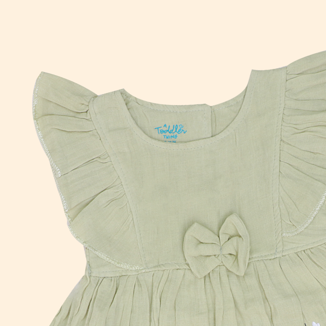 Little Leaf - Crinkled Muslin Frill Frock