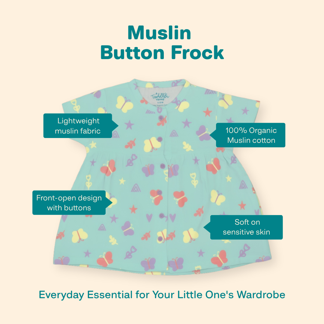 Flutter Tales - Muslin Button Frock - Pack of 2