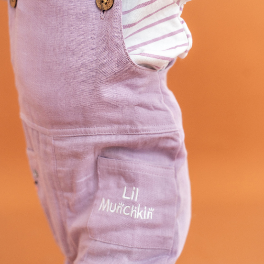 Woofie - Crinkled Muslin Dungarees