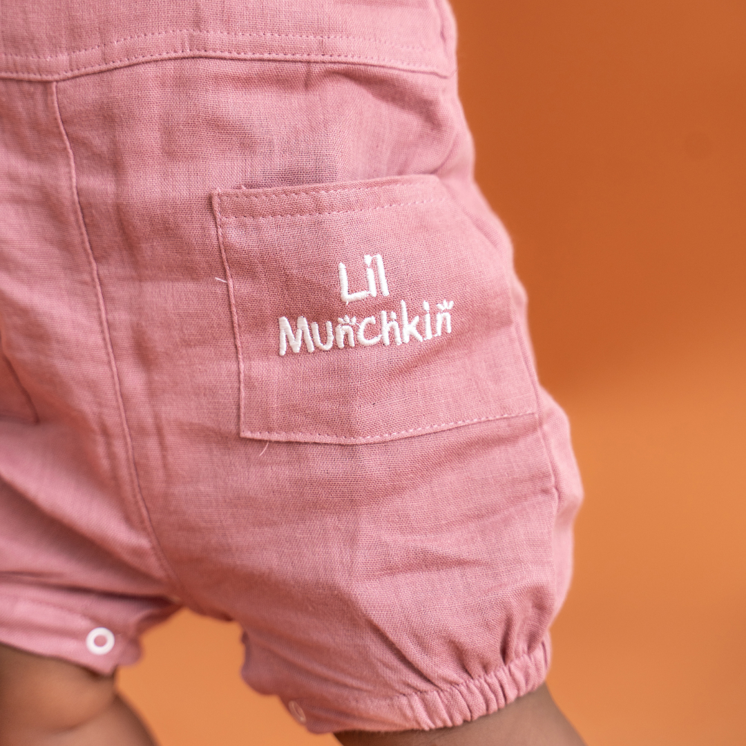 Woofie - Crinkled Muslin Dungarees