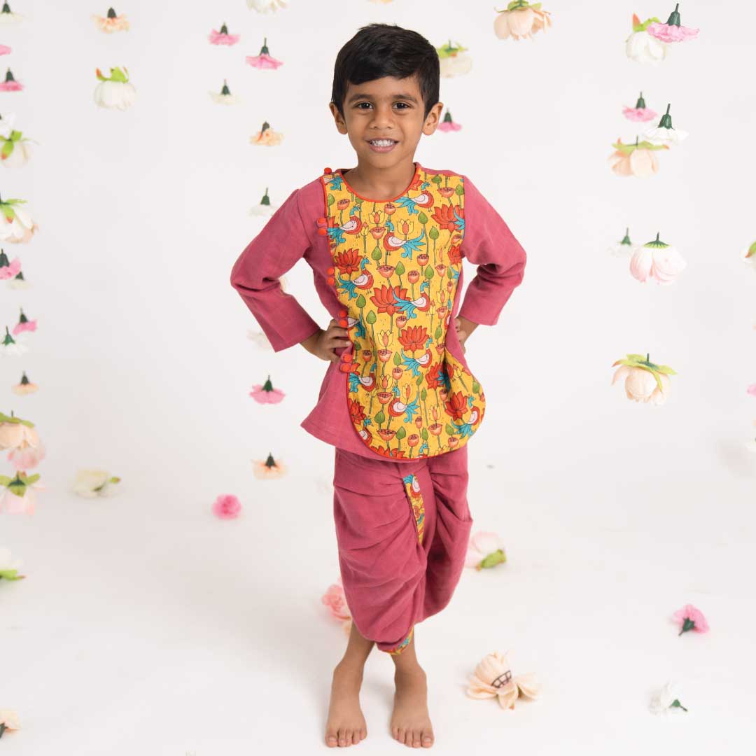 Kushi - Full Sleeve Button Type Kurta and Dhoti for kids
