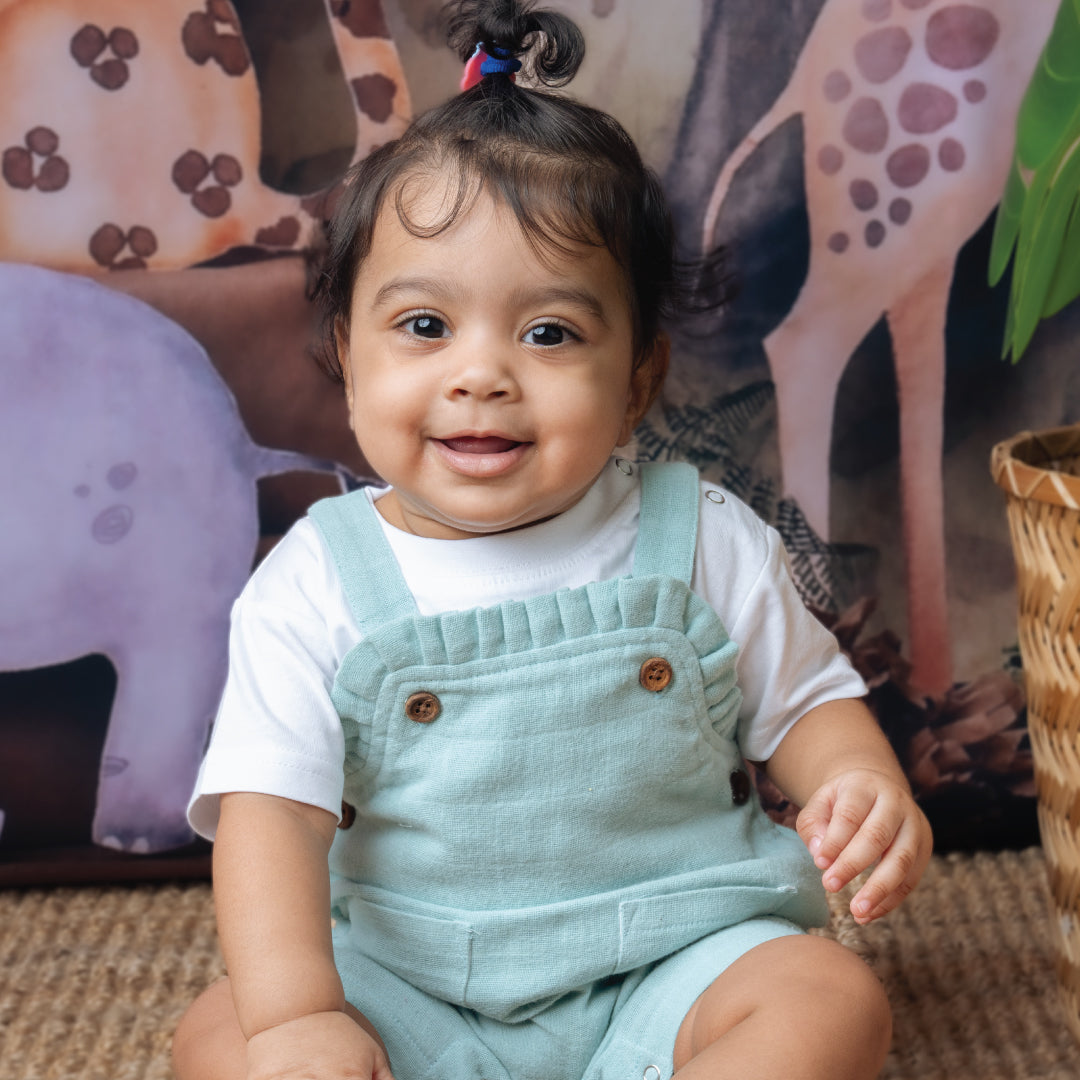 Muslin Frill Dungarees for Baby Girls
