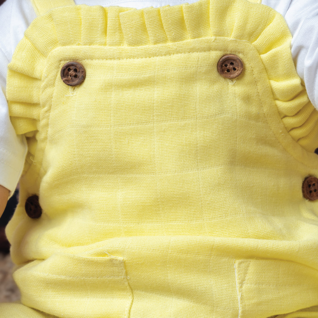 Muslin Frill Dungarees for Baby Girls