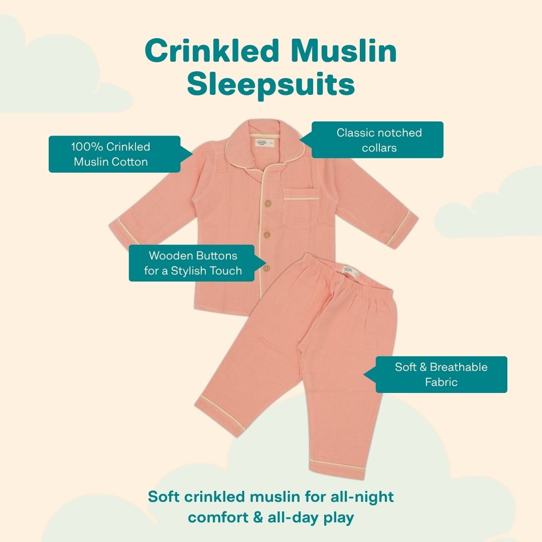 Peachy Hug - Crinkled Muslin Sleepsuit