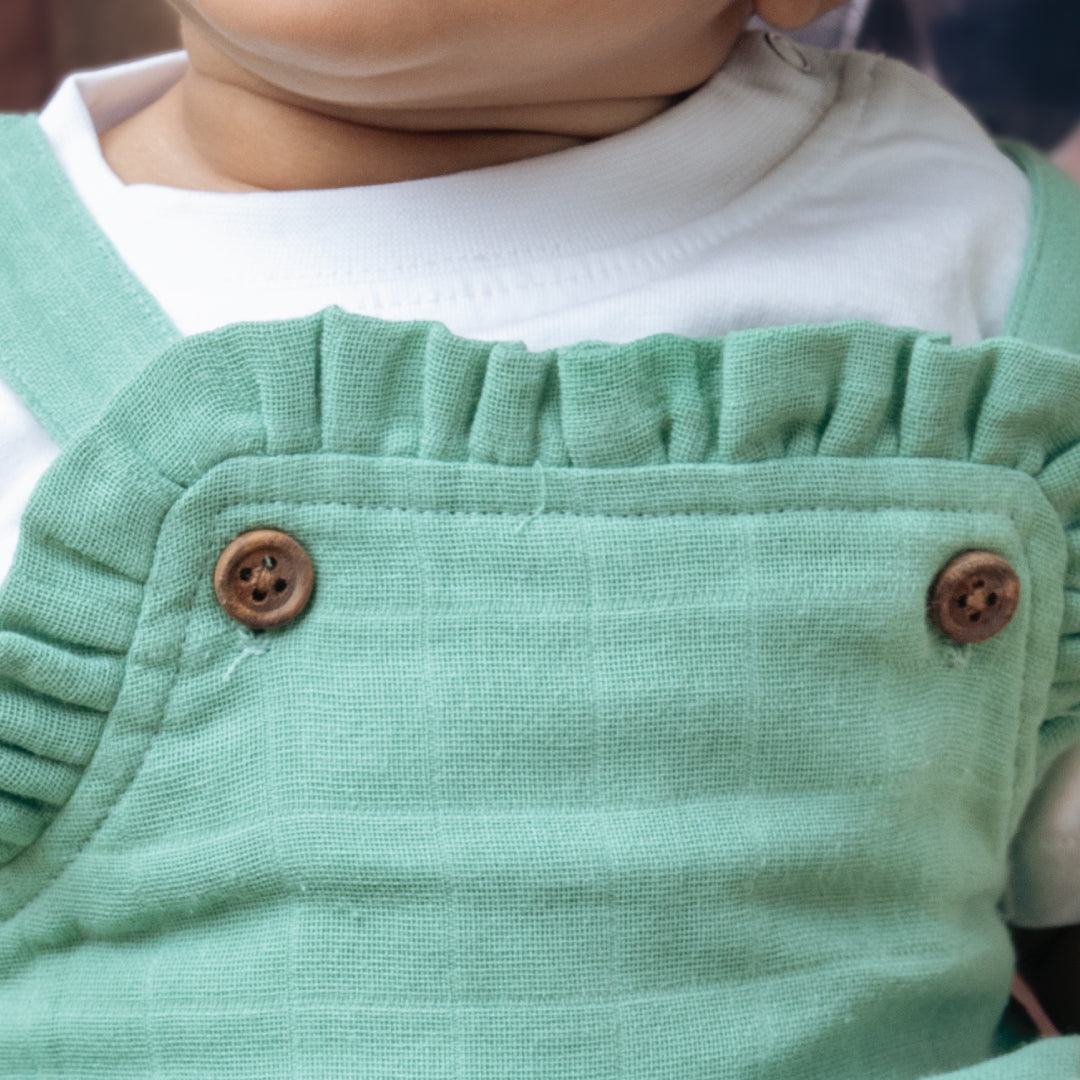 Muslin Frill Dungarees for Baby Girls