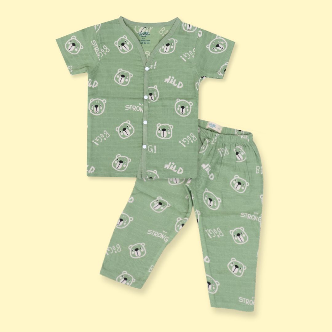 Alpha Bear (Pack of 2) - Muslin Sleep Suit for babies and kids