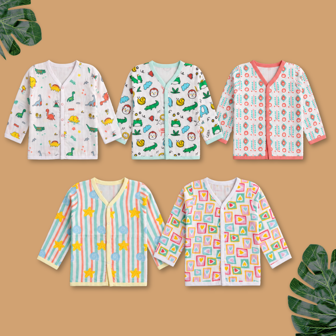 Muslin Full Sleeve Jabla Combo - Pack of 5