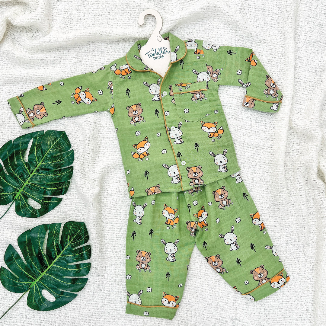Forest Joy - Muslin Full Sleeve Sleep Suit for babies and kids (Unisex)