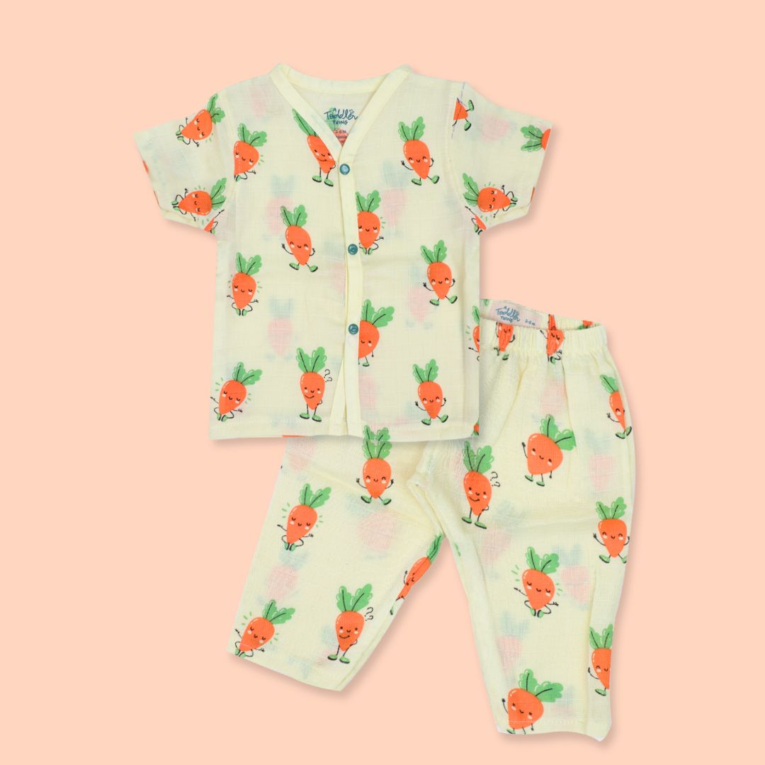 Carrot Spikes (Pack of 2) - Muslin Sleep Suit for babies and kids
