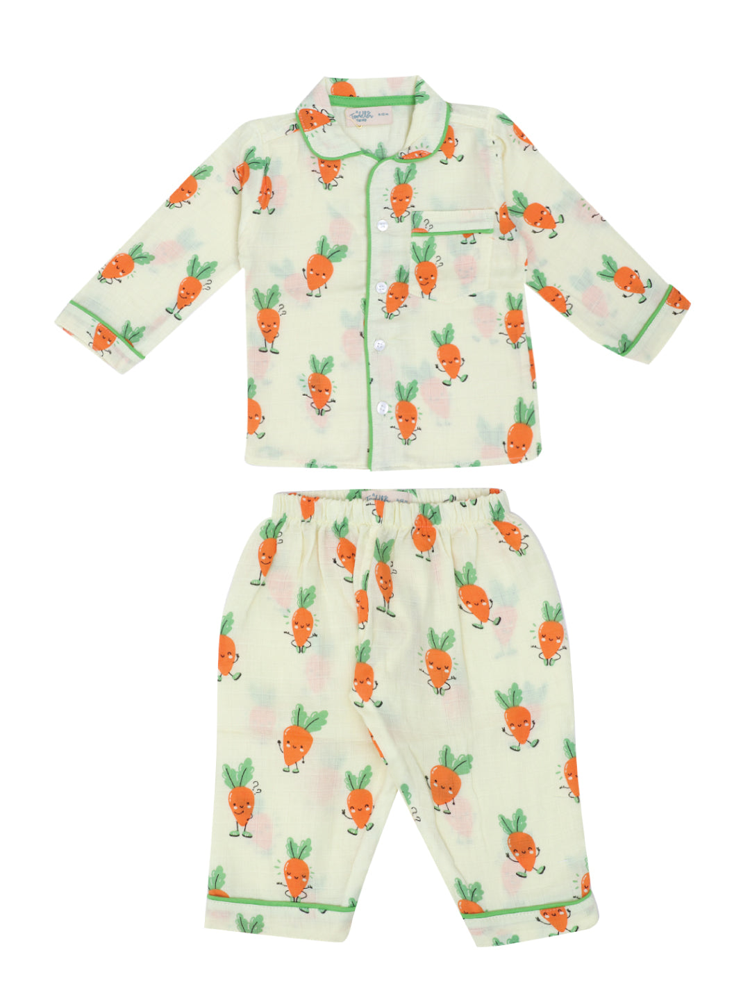 Wild Carrots (Pack of 2) - Muslin Full Sleeve Sleep Suit for babies and kids (Unisex)