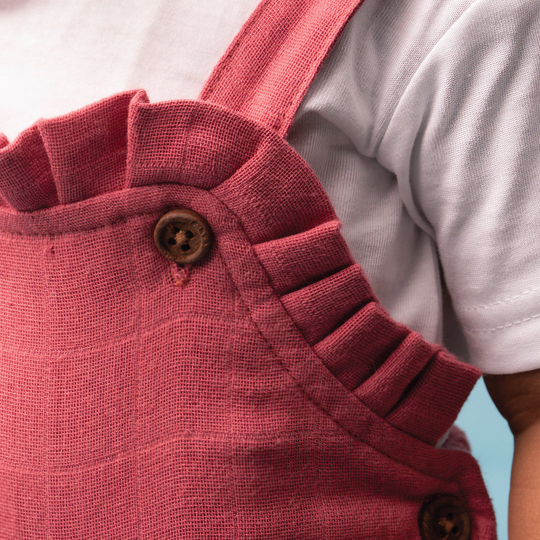 Muslin Frill Dungarees for Baby Girls