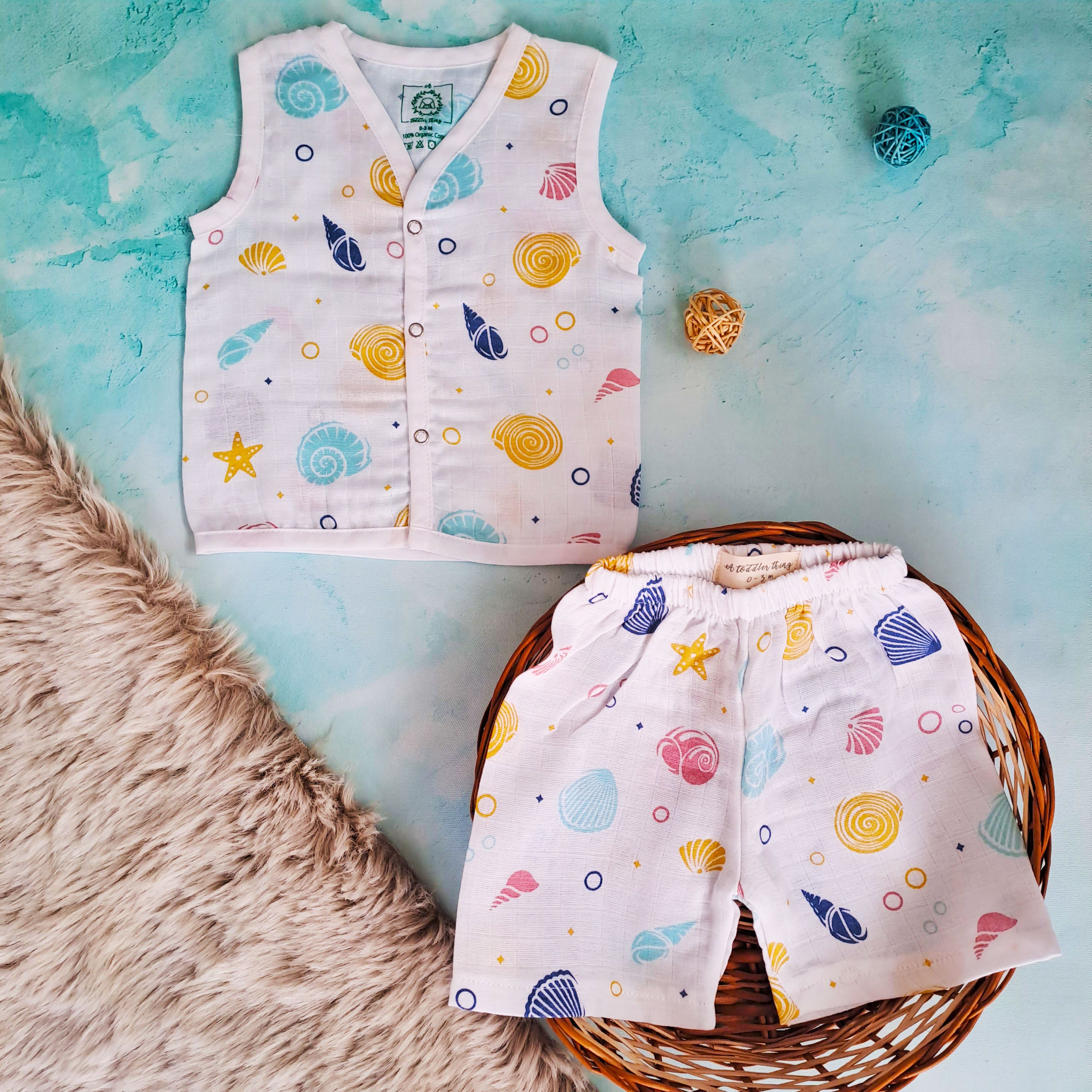 Sea Shell - Muslin Jabla and Shorts for Babies and Toddlers