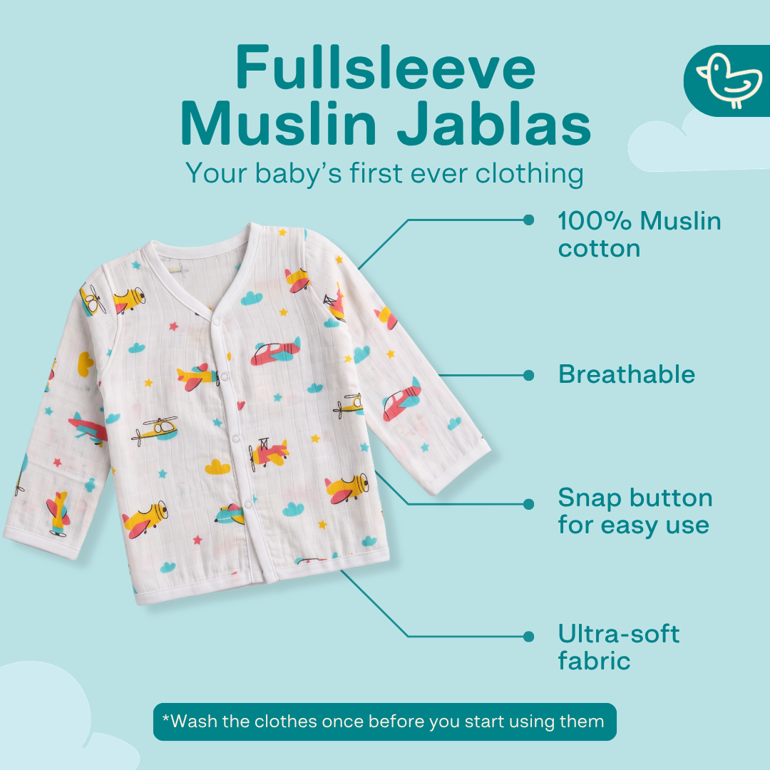 Muslin Full Sleeve Jabla Combo - Pack of 5